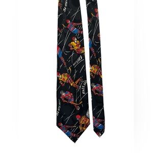 Vintage 1992 Nicole Miller Face Off Off Sides Slap Shot Hockey Silk Necktie Tie